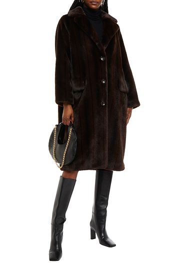 STAND STUDIO Oversized striped faux fur coat