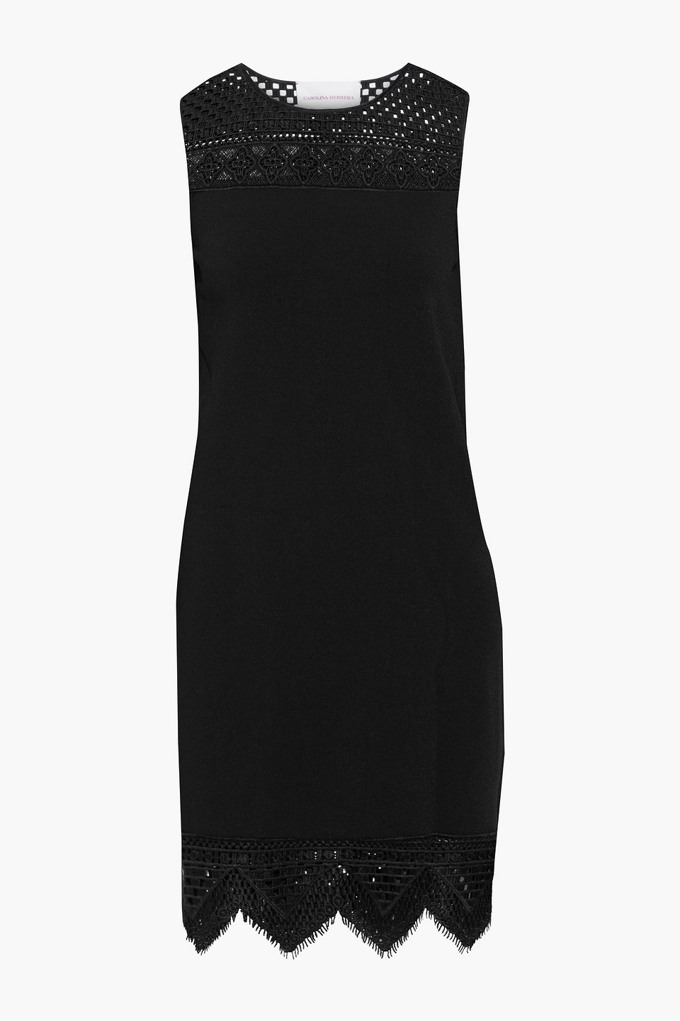 Guipure Lace-paneled Stretch-knit Mini Dress