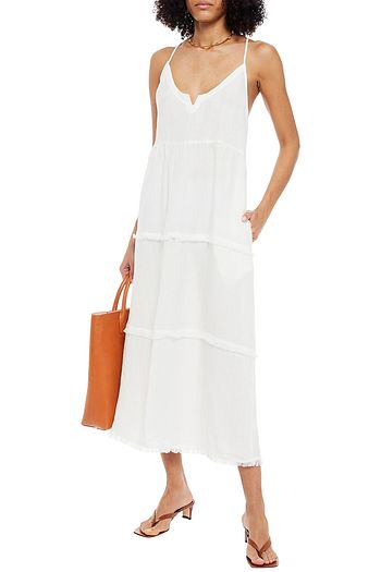 HEIDI KLEIN Frayed linen-gauze midi dress