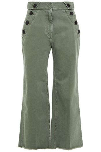 DEREK LAM 10 CROSBY Button-detailed stretch-cotton twill wide-leg pants