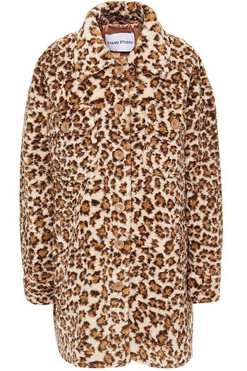STAND STUDIO Sabi oversized leopard-print faux shearling coat