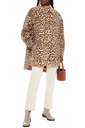 STAND STUDIO Sabi oversized leopard-print faux shearling coat