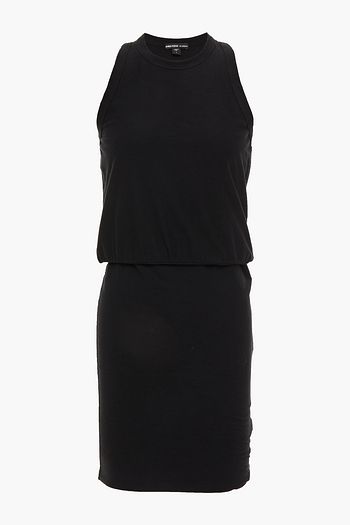 JAMES PERSE Gathered slub cotton-blend jersey mini dress