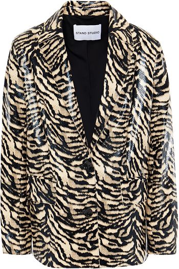 STAND STUDIO Tiger-print faux snake-effect leather blazer