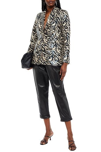 STAND STUDIO Tiger-print faux snake-effect leather blazer