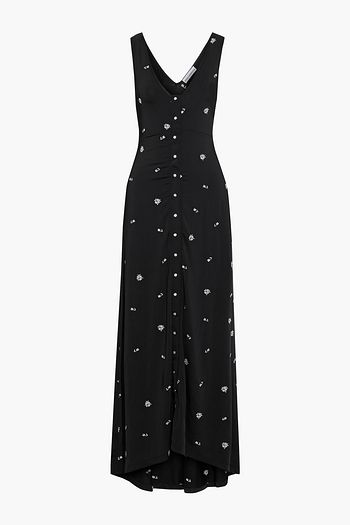 PACO RABANNE Metallic embroidered stretch-knit maxi dress
