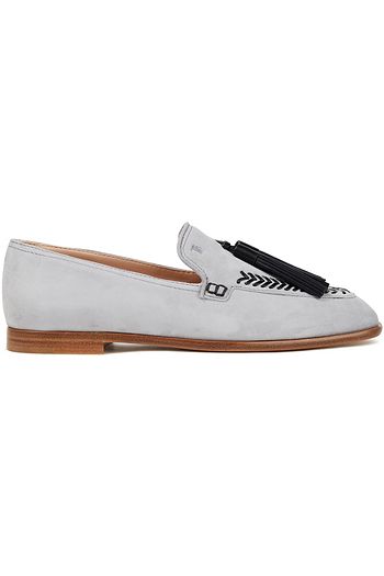 TOD'S Loafers aus Veloursleder mit Lederbesatz und Troddeln