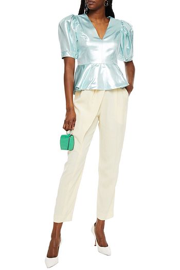 ROTATE BIRGER CHRISTENSEN Mindy lamé peplum top