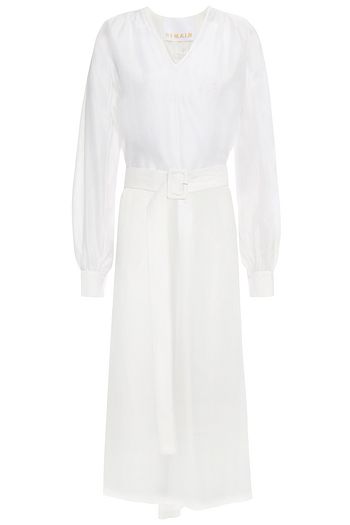 REMAIN BIRGER CHRISTENSEN Benini belted slub voile midi dress