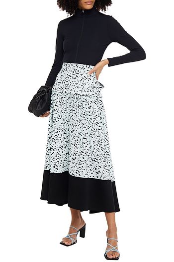 PROENZA SCHOULER Twill-paneled printed crepe midi skirt