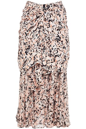 PROENZA SCHOULER Twist-front layered printed georgette midi skirt