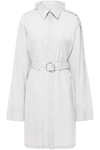 MAISON MARGIELA Belted cotton-poplin mini shirt dress