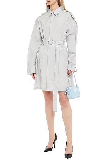 MAISON MARGIELA Belted cotton-poplin mini shirt dress