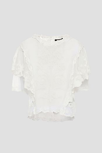 ISABEL MARANT Seal ruffled embroidered cotton-mesh blouse