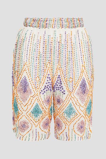 ANTIK BATIK Emilia embellished gathered crepe de chine shorts