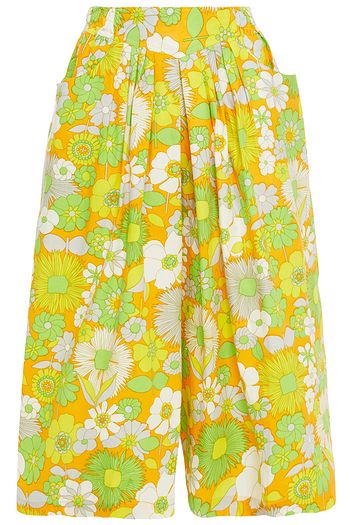 ANTIK BATIK Pleated floral-print cotton-poplin culottes