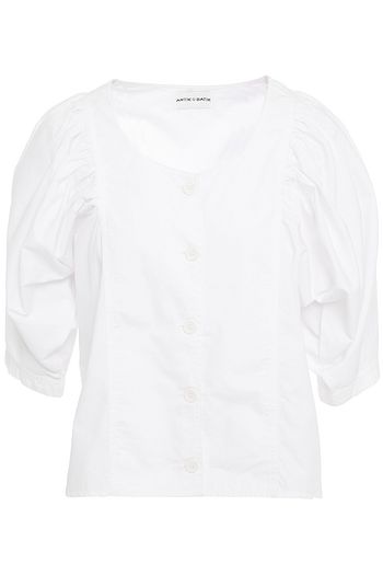 ANTIK BATIK Popy gathered cotton-poplin blouse