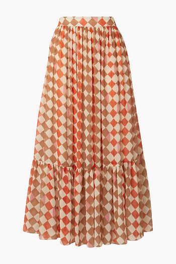 PATBO Checked chiffon maxi skirt