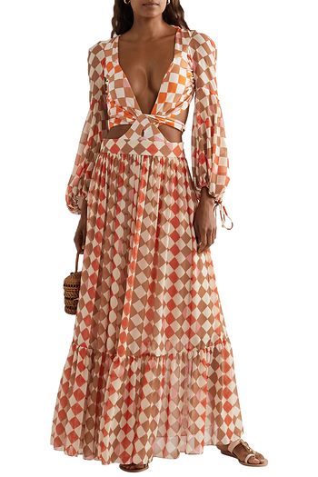 PATBO Checked chiffon maxi skirt