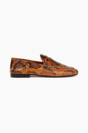 ISABEL MARANT Fezzy snake-effect leather collapsible-heel loafers