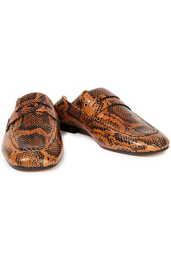 ISABEL MARANT Fezzy snake-effect leather collapsible-heel loafers