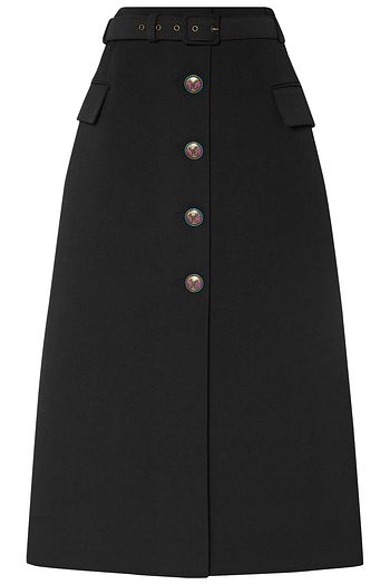 GIVENCHY Belted wool-blend twill midi skirt