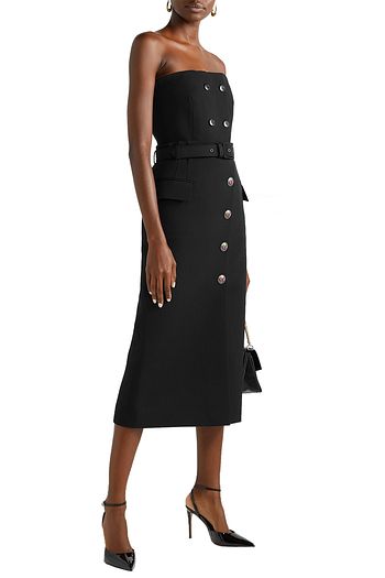 GIVENCHY Belted wool-blend twill midi skirt