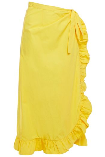 ANTIK BATIK Popy ruffle-trimmed cotton-poplin midi wrap skirt