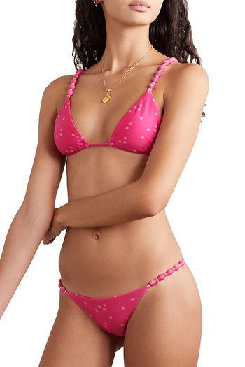 VIX PAULA HERMANNY Brigitte bead-embellished polka-dot triangle bikini top