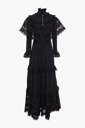 ANTIK BATIK Ruffled broderie anglaise cotton maxi dress