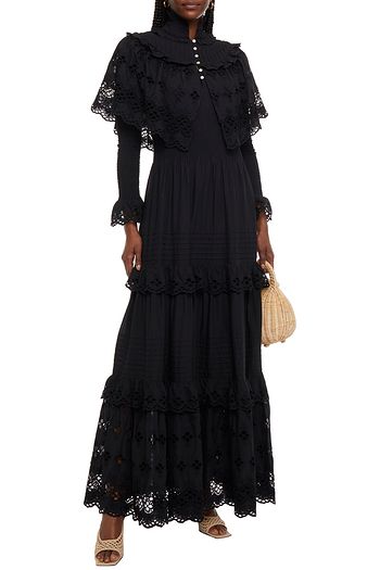 ANTIK BATIK Ruffled broderie anglaise cotton maxi dress
