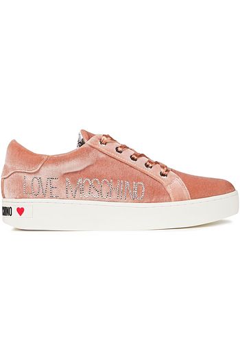LOVE MOSCHINO Crystal-embellished velvet sneakers