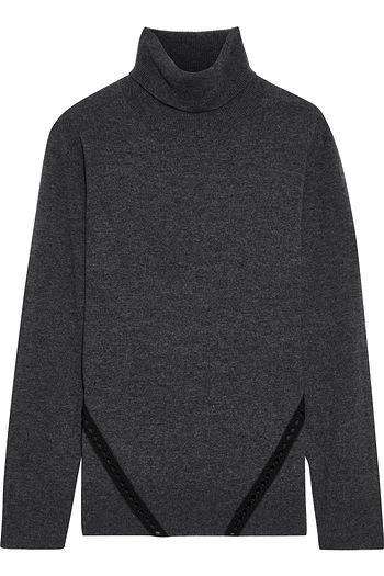DIANE VON FURSTENBERG Odessa lace-trimmed wool and cashmere-blend turtleneck sweater