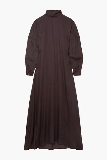 BITE STUDIOS Satin-twill turtleneck maxi dress