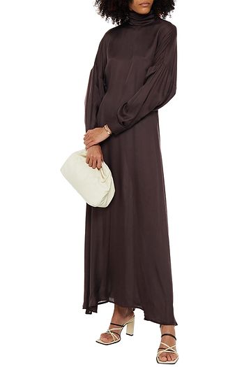 BITE STUDIOS Satin-twill turtleneck maxi dress