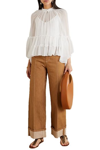 ALICE + OLIVIA Lanita ruffled silk-chiffon blouse