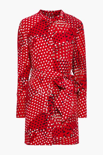 DIANE VON FURSTENBERG Nomie belted printed crepe de chine mini shirt dress