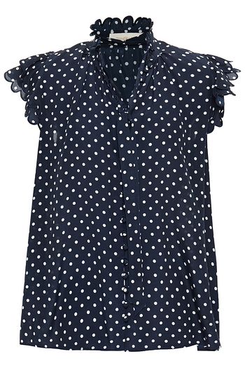 ZIMMERMANN Tie-neck scalloped polka-dot silk crepe de chine top