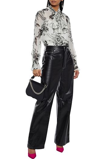 DIANE VON FURSTENBERG Tina pussy-bow printed silk-chiffon blouse