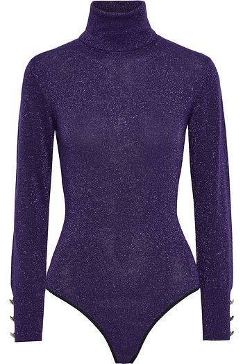 DIANE VON FURSTENBERG Malka metallic merino wool-blend turtleneck bodysuit