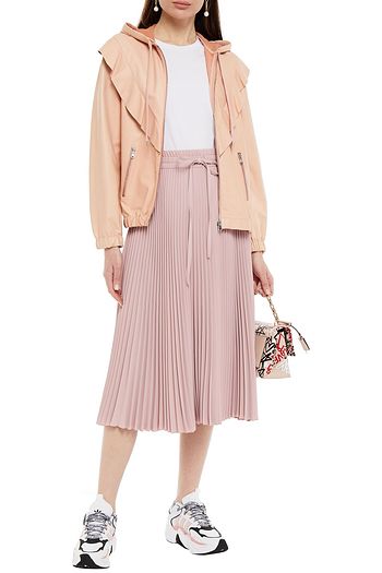 REDVALENTINO Ruffled leather hooded jacket