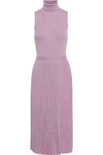 DIANE VON FURSTENBERG Lennon metallic ribbed merino wool-blend turtleneck midi dress