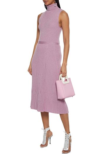 DIANE VON FURSTENBERG Lennon metallic ribbed merino wool-blend turtleneck midi dress