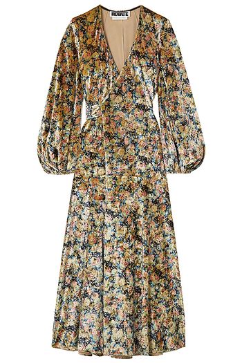 ROTATE BIRGER CHRISTENSEN Beatrix floral-print stretch-velvet wrap midi dress