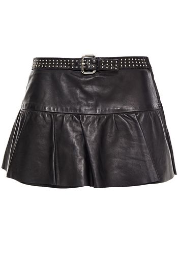 REDVALENTINO Belted studded leather shorts