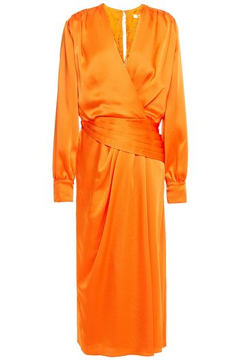 JONATHAN SIMKHAI Wrap-effect pleated satin-crepe midi dress