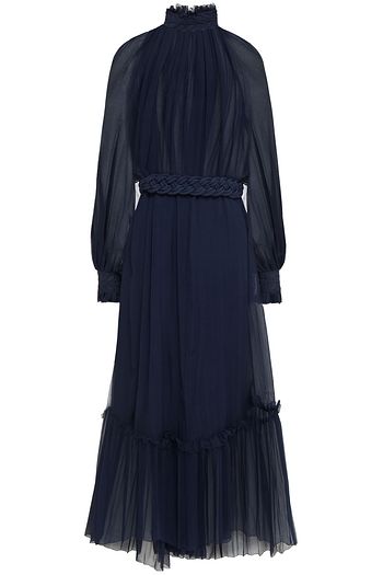 ZIMMERMANN Midikleid aus Seiden-Georgette mit Raffung und Gürtel