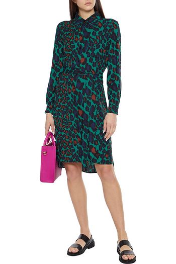 DIANE VON FURSTENBERG Autumn Hemdkleid aus Crêpe mit Leopardenprint und Gürtel
