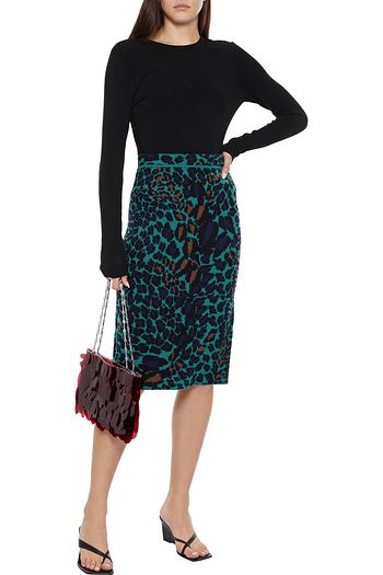 DIANE VON FURSTENBERG Sian reversible jacquard-knit merino wool pencil skirt