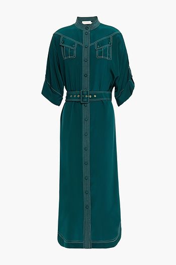 ZIMMERMANN Belted silk crepe de chine midi shirt dress